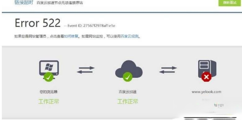 电脑上网打开网页出现Error 522错误如何解决